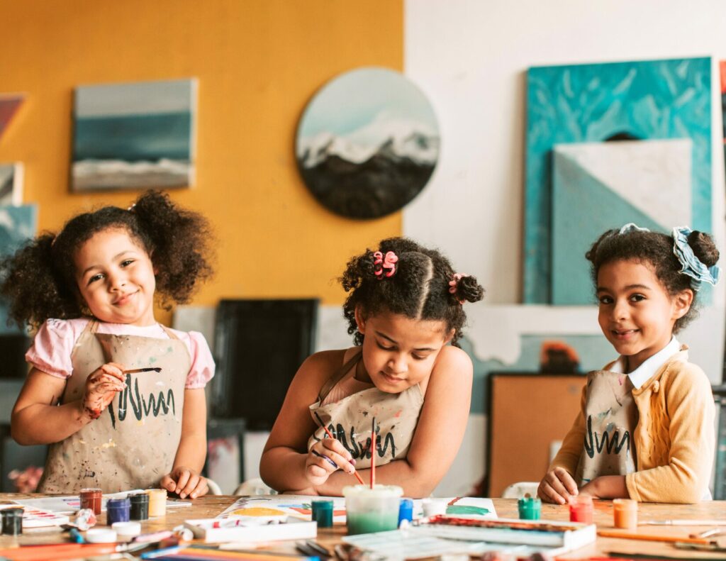 image of girls creating art from pexels